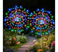 300 LEDs x 2 Pack Garden Solar Lights, Solar Lights Outdoor Garden Waterproof, Firework Solar Lights 8 Modes, Colourful Starburst Lamp Decorative for Patio, Lawn, Pathway, Flower Bed, Balcony, Party