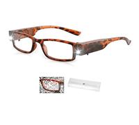 300% Magnifying Glasses with Lights, LED Reading Wearable Glasses, Hands Free Replaceable Battery Magnifier Eyeglasses for Hobbies, Reading, Close Work, Crafts, Jewellers (Amber)