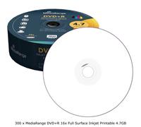 300 MediaRange DVD+R 16x Spindle F/Surface Inkjet Printable 4.7GB Discs Cakebox
