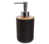 Premier Housewares Lotion Dispenser/Black Soap Dispenser/Stylish Wooden Pump Bottle Dispenser W8 x D8 x H16cm