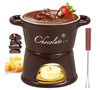 300 ml Chocolate Fondue Set Detachable Melting Chocolate Pot with Fork for Candy Snack Caramel Cheese Party Birthday Gift (Coffee No Candles）