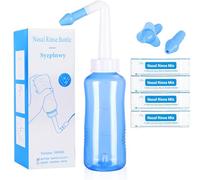 300 ml Neti Pot Sinus Rinse Kit with 40 Salt Packages - Pressure-Controlled Nasal Rinse Bottle for Adults, Leak-proof Design & BPA Free for Allergy Relief/Sinusitis