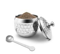 300 ml Sugar Bowl 304 Stainless Steel Spice Jar Home Spice Jar Metal Tin Kitchen Sugar Container with Lid and Spoon for Spices, Sugar, Coffee, Tea, Pepper (Style 4)