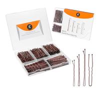 300 Pack Brown Bobby Pins Set by Luxurecourt, 3 Assorted Sizes of Large and Small Premium Bobby Pins + Regular Size U Shaped Hair Pins for Buns, Updo Style - Nonslip with Rounded Ends.