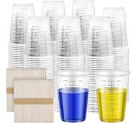 300 Pack Disposable Measuring Cups for Resin, 240ml/8oz Plastic Measuring Cups Clear Epoxy Resin Mixing Graduated Cup with 300 Wooden Mixing Sticks for Liquids Mixing Resin Paint Pigment