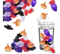300 Pack Halloween Reusable Ice Cube for Drinks - Refreezable Plastic Ice Cubes Without Diluting BPA Free, Washable Ice Cube for Whiskey Coffee Bars Party Ice Bath Camping (Halloween, Pumpkin-300Pack)