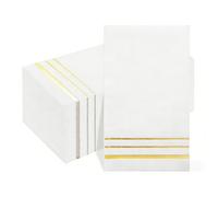 300 Pack White Disposable Dinner Napkins with Gold Foil Trim, 3-Ply Soft Absorbent Decorative Paper Guest Towels for Wedding, Birthday Party & Baby Shower