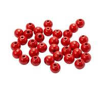 300 Pcs 12mm Round Painted Wood Beads Solid Color Wooden Beads Wood Ball Spacer Beads Large Hole Macrame Beads Loose Handmade Craft Beads for DIY Jewelry Making Red