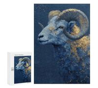 300 PCS Adult Pieces Jigsaw Puzzle Blue Ram Constellation Painting Puzzle For Teenagers Difficult Hard Every Piece Is Unique - Challenging Family Fun Game 300 PCS