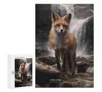300 PCS Adult Pieces Jigsaw Puzzle Fox by Waterfall Painting Puzzle For Teenagers Difficult Hard Every Piece Is Unique - Challenging Family Fun Game 300 PCS