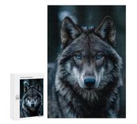 300 PCS Adult Pieces Jigsaw Puzzle Gray Wolf with Blue Eyes Puzzle For Teenagers Difficult Hard Every Piece Is Unique - Challenging Family Fun Game 300 PCS