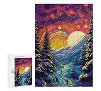 300 PCS Adult Pieces Jigsaw Puzzle Magical Winter Sunset Pathway Puzzle For Teenagers Difficult Hard Every Piece Is Unique - Challenging Family Fun Game 300 PCS