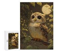300 PCS Adult Pieces Jigsaw Puzzle Moonlit Forest Owl-1 Puzzle For Teenagers Difficult Hard Every Piece Is Unique - Challenging Family Fun Game 300 PCS