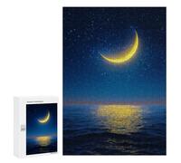 300 PCS Adult Pieces Jigsaw Puzzle Ocean Moonlit Night Sky Puzzle For Teenagers Difficult Hard Every Piece Is Unique - Challenging Family Fun Game 300 PCS