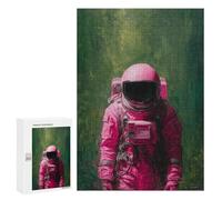 300 PCS Adult Pieces Jigsaw Puzzle Pink Astronaut Painting Puzzle For Teenagers Difficult Hard Every Piece Is Unique - Challenging Family Fun Game 300 PCS
