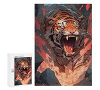 300 PCS Adult Pieces Jigsaw Puzzle Roaring Tiger Attack Puzzle For Teenagers Difficult Hard Every Piece Is Unique - Challenging Family Fun Game 300 PCS