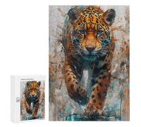 300 PCS Adult Pieces Jigsaw Puzzle Wild Leopard Abstract Art Print Puzzle For Teenagers Difficult Hard Every Piece Is Unique - Challenging Family Fun Game 300 PCS