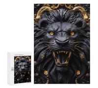 300 PCS Adult Puzzles Black Golden Lion Roar Jigsaw for Teenagerss Enhance Memory Difficult And Challenge for Is Ideal As A Gift 300 PCS