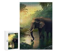 300 PCS Adult Puzzles Elephant in Tropical Sunset Puzzles for Adults Brain Teaser Game But Fun And Humorous Gifts for Friends And Family 300 PCS