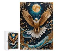 300 PCS Adult Puzzles Golden Eagle Moon Kintsugi Puzzles for Adults Brain Teaser Game But Fun And Humorous Gifts for Friends And Family 300 PCS