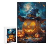 300 PCS Adult Puzzles Halloween Jack-o-Lantern with Hat Puzzles for Adults Brain Teaser Game But Fun And Humorous Gifts for Friends And Family 300 PCS