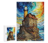 300 PCS Adult Puzzles Lighthouse on A Cliff Puzzles for Adults Brain Teaser Game But Fun And Humorous Gifts for Friends And Family 300 PCS