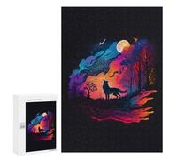 300 PCS Adult Puzzles Moonlit Wolf Silhouette Puzzles for Adults Brain Teaser Game But Fun And Humorous Gifts for Friends And Family 300 PCS