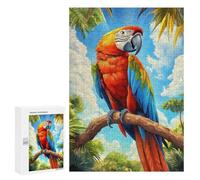 300 PCS Adult Puzzles Scarlet Macaw on Branch Puzzles for Adults Brain Teaser Game But Fun And Humorous Gifts for Friends And Family 300 PCS