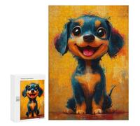 300 PCS Adult Puzzles Smiling Dachshund Painting Puzzles for Adults Brain Teaser Game But Fun And Humorous Gifts for Friends And Family 300 PCS