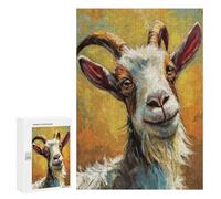 300 PCS Adult Puzzles Smiling Goat Portrait Painting Puzzles for Adults Brain Teaser Game But Fun And Humorous Gifts for Friends And Family 300 PCS