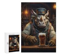 300 PCS Adult Puzzles Steampunk Craft Beer Rhino Puzzles for Adults Brain Teaser Game But Fun And Humorous Gifts for Friends And Family 300 PCS