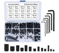 300 Pcs Allen Head Socket Screws Set, Grub Screws Assorted, Black Hex Gead Grub, M2.5/M3/M4/M5/M6/M8 Cup Point Internal Hex Drive for Door Handles, Faucet, Light Fixture
