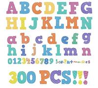 300 PCS Alphabet Combo Set, 4” Block Letters Uppercase/Lowercase Letters, Numbers & Punctuation, Accents Cutouts for Classroom Home School Room Chalkboard Bulletin Board