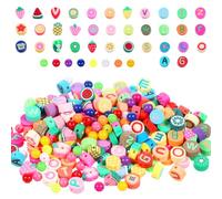 300 Pcs Assorted Style Fun Fruit Mixed Spacer Clay Charm Bead, Bracelet Making kit, Cute Fruit Polymer Clay Beads for Women DIY Necklace, Bracelet Accessories, Jewelry Crafts Making