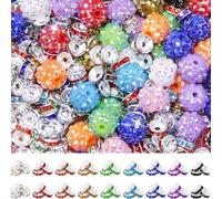 300 Pcs Beads for Pens Making, Rhinestone Rondelle Spacer Beads Rainbow Acrylic Focal Bead Crystal Round Sparkly Bead for Beadable Pens Keychain Bracelets Necklace DIY Craft Jewelry Making Supplies