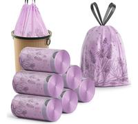 300 PCS Bin Bags Lavender Scented Small 2.6 Gallon Trash Bags 10-15L Bin Liners with Drawstrings for Home Office Kitchen & Bathroom that Leaves Your Swing Bin Smelling Fresh Beautiful Print 45 * 50CM