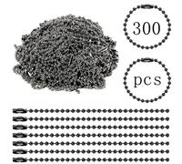 300 Pcs Black Ball Chain Bulk，Metal Bead Chain，Keychain Chains，Black Nickel Plated Metal 3.9" Long 2.4mm Ball Bead Chains，for Hanging Christmas Decoration