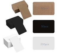 300 Pcs Blank Business Cards, Kraft Paper Message Cards, for Word Memory Notes Learning Gift Tags Paper (200 White,50 Black,50 Brown)