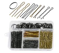 300 Pcs Bobby Pins & Hair Bands Set - 100 Bands & 200 U Shape Pins With Storage Box for Fine Hair - Blonde
