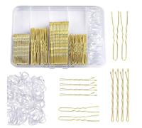 300 Pcs Bobby Pins Kit, Bobby Pins 100 U Shaped Pin 100 White Elastic Bands, U Shape Pin for Buns, Hair Grips Gold Hair Styling Accessories with Storage Box