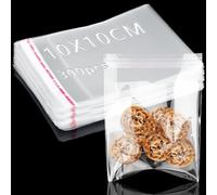 300 Pcs Cellophane Bags Clear Self Adhesive Bags 3.94 x 3.94 inch Reusable Cookie Bags Sealable Plastic Bags Sweet Bags OPP Small Self Seal Bag Cellophane Display Bags for Sweets Cookies Jewellery