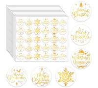 300 Pcs Christmas Stickers 3.8cm, 6 Clear Gold Designs Merry Christmas Stickers Snowflake Stickers for Card Making Envelopes Crafts Presents
