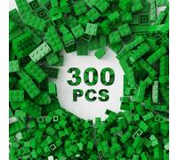 300 Pcs Classic Building Bricks, Green Bulk Bricks, Compatible With All Major Brand Parts and Pieces, Creative Building Block Toys for Boys Girls Ages 6 7 8 9 10 Years Old (Green)