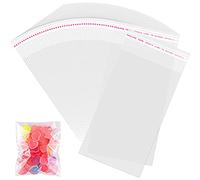 300 Pcs Clear Cellophane Bags Self-Adhesive Sealing Treat Polybags Food Grade OPP Plastic Bag, Snap Bar Packaging Zip Bags Resealable for Candy, Cookie, Valentine Chocolates (15.6cm x 7.5cm)