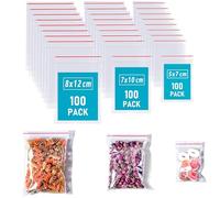 300 Pcs Clear Ziplock Bags with Red Line, Resealable Zipper Poly Bags Grip Seal Bags, Plastic Bags Small Plastic Zip Bags Mini Ziplock Bags Storage Bags Pouches for Candle Candy Jewelry