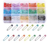 300 Pcs Colored Safety Pins for Clothes,32mm/1.26inch Small Safety Pins15 Colors Safety Pins Assorted with Storage Box Metal Knitting Stitch Markers for Sewing Crafts Scarf Tag Fixing