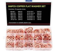 300 PCS Copper Sealing Rings Assortment Set, 12 Sizes Copper Metric Flat Sealing Washers Kit, Sump Plug Gasket Crush Washer Assortment, M5 M6 M8 M10 M12 M14 M16 M20