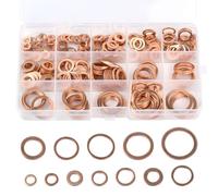 300 PCS Copper Sealing Rings Assortment Set, Flat Ring Seal copper Gasket Kit, 12 Sizes Copper Metric Flat Sealing Washers Kit, Sump Plug Gasket Crush Washer Assortment, M5 M6 M8 M10 M12 M14 M16 M20