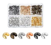 300 Pcs Crimp Bead Covers 4 mm Alloy Crimp Bead Knot Covers Small Open Half Round Crimps Beads for Jewelry Craft Making DIY Bracelet Necklace Jewelry End Fittings Supplies Multi-Color