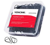 300 Pcs Cute Paper Clips Black, VENCINK Premium Smooth Stainless Steel Drop-Shaped Wire Small Paperclips for Office Supplies Women Girls Kids Students Wedding Paper Document Organizing (1 inch)
